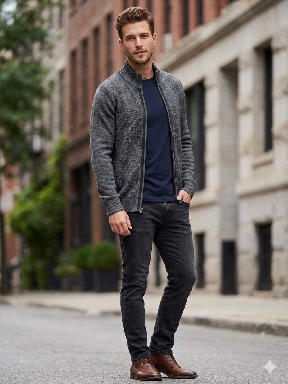 True Rock Gray Cardigan Solid Sweater
